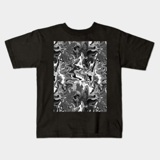 Monochrome Marble - Digital Paint Spill Kids T-Shirt